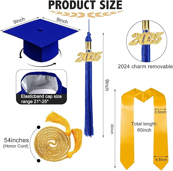 71bzofijehL._AC_SX569_ طقم تخرج جامعي رداء، قبعة مع شال بالاسم